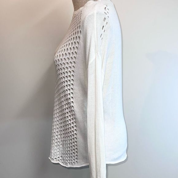 NWOT Two by Vince Camuto Hole Knit Linen Blend Sweater Sz S - Picture 6 of 9